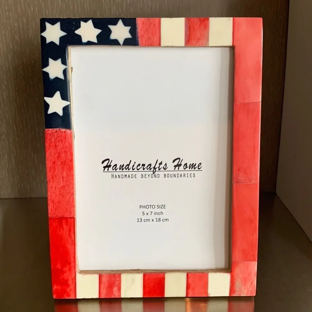 Handmade 5x7 American Flag Mosaic Frame Patriotic Decor